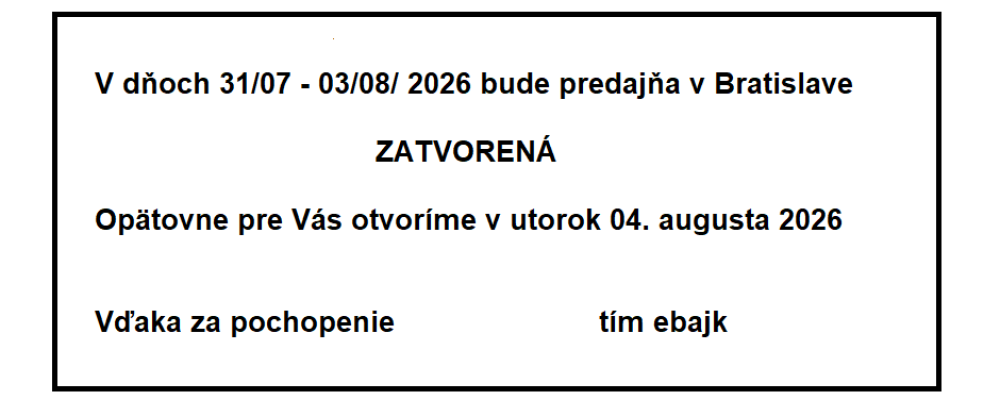 Oznam zatvorené